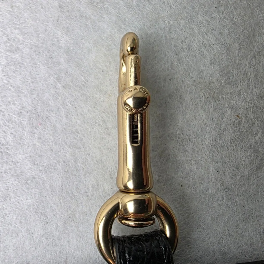 Coach F63274 ID Lanyard Black Crossgrain Leather Card Holder Gold Hardware